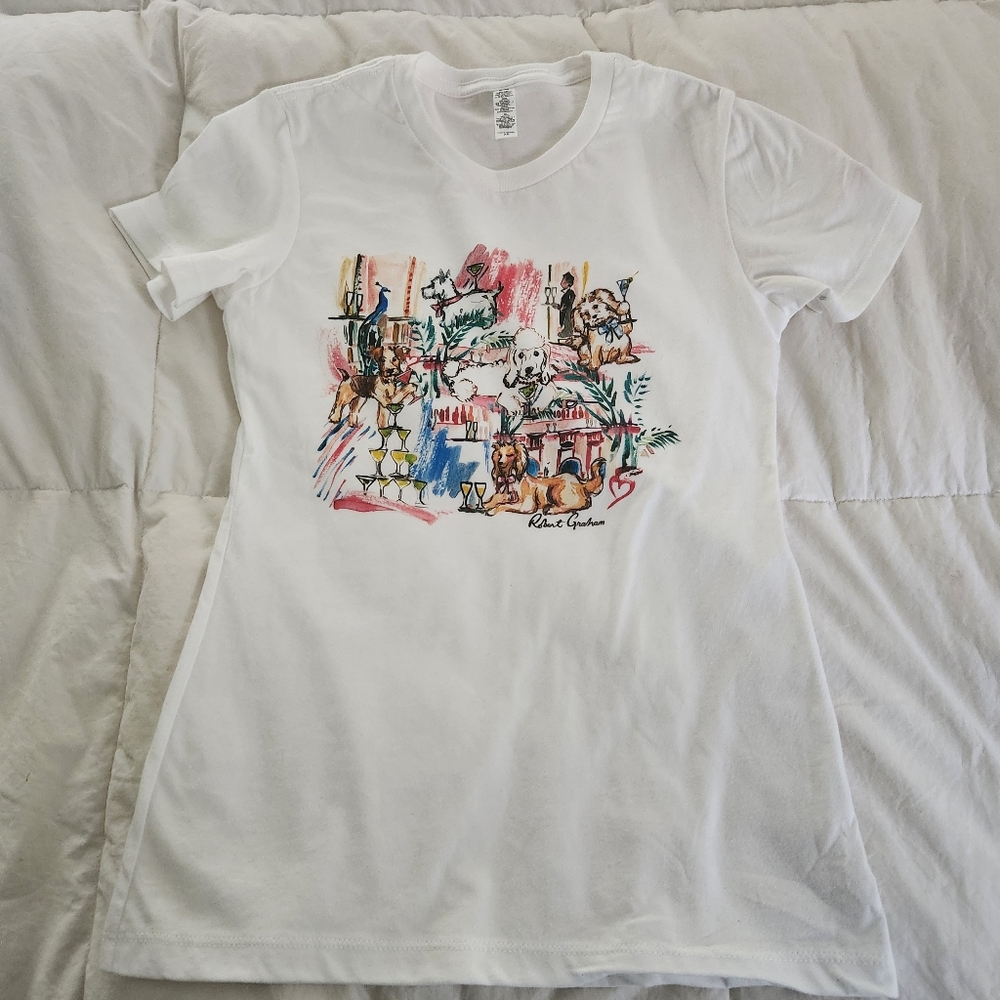 Robert Graham T Shirt Womens Size XS Poodle Dogs Graphic